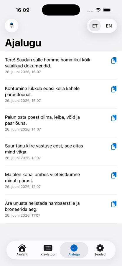 Dikteerimise ajalugu kuupäevadega